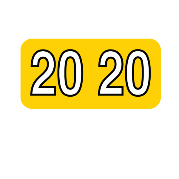 Nevs 2020 Smead Year Bands 3/4" x 1-1/2" Yellow w/Black XY-BO-2020-S